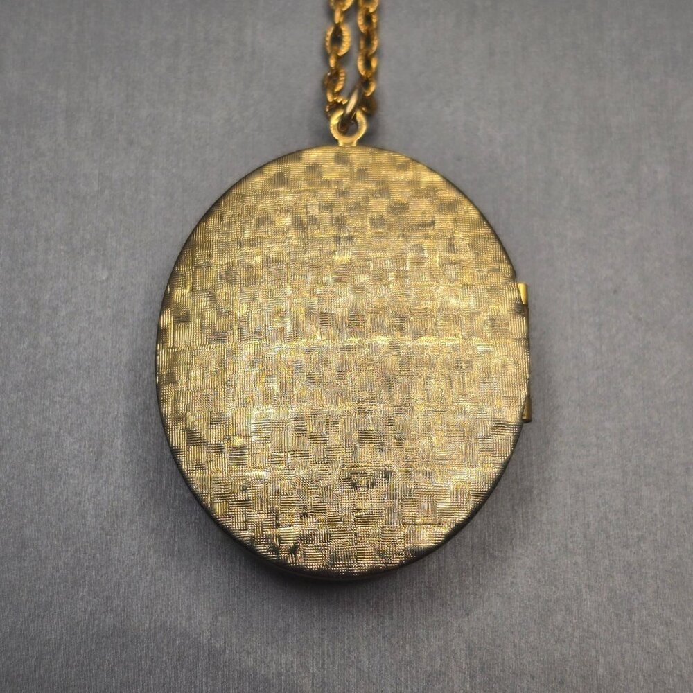 VTG Avon Pink Rose Guilloche Enamel Locket Necklace 32" Gold Tone Uncas - Picture 11 of 16